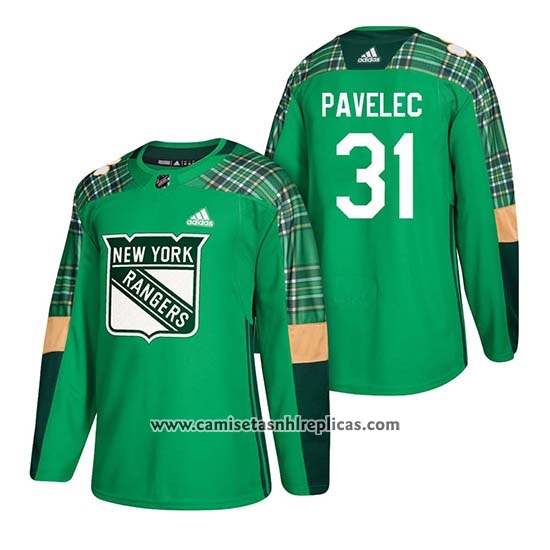 Camiseta Hockey New York Rangers Ondrej Pavelec 2018 St. Patrick's Day Verde